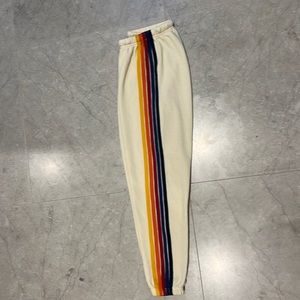 Women’s aviator nation 5 stripe sweatpants in vintage white